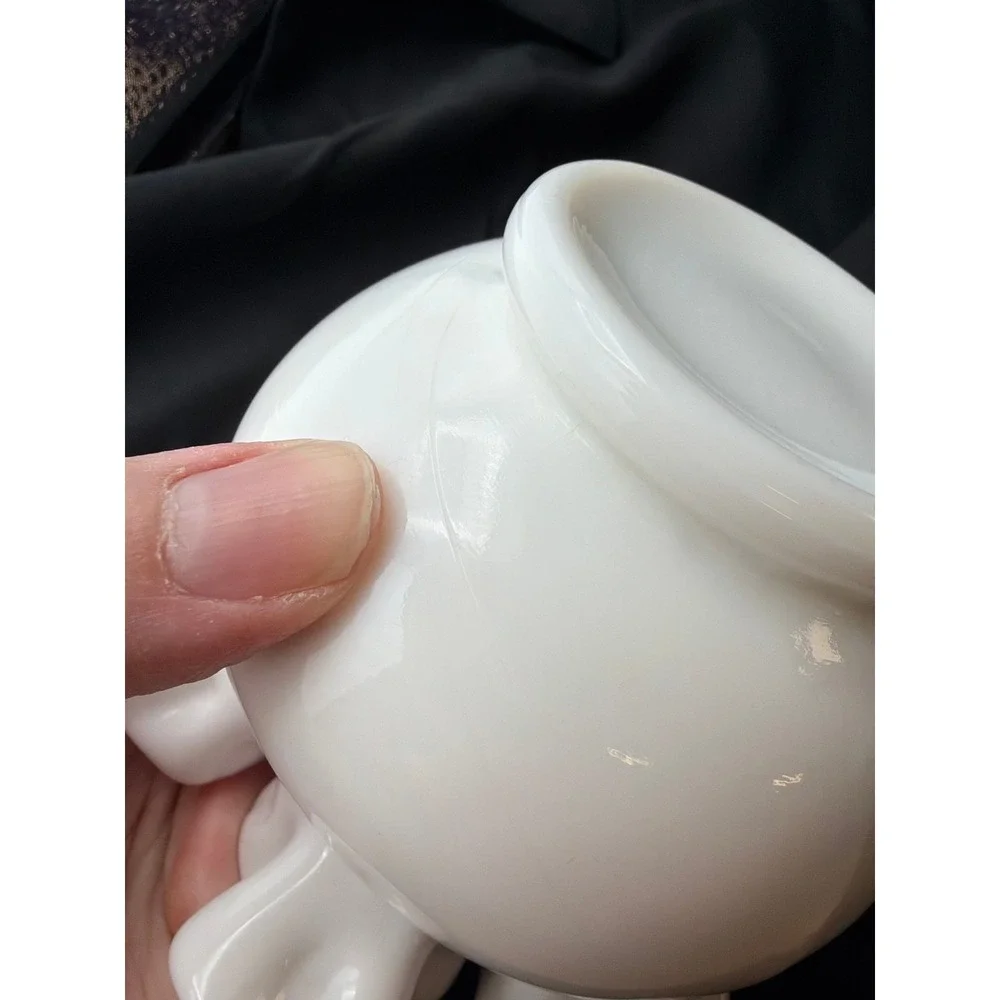 White Milk Glass Ruffled Rose Bowl Vase‎ Fenton Style Cottagecore